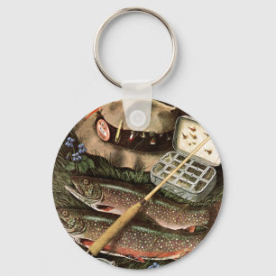魚釣りの静物画 キーホルダー