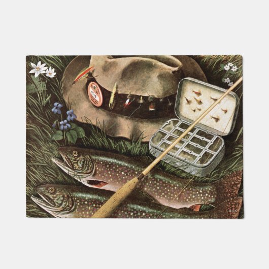 魚釣りの静物画 ドアマット (正面)