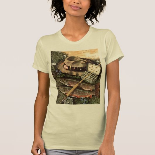 魚釣りの静物画 Tシャツ (正面)