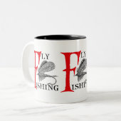 魚釣りの魅惑のはえの魚釣り ツートーンマグカップ (正面左)