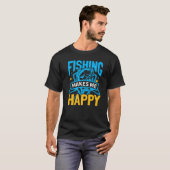 魚釣りの魚は私を幸せにするフィッシャーフィッシャーマンクオ Tシャツ (正面フル)