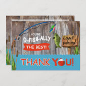 魚釣りのOutdoorsmanのテーマのサンキューカード サンキューカード (正面/裏面)
