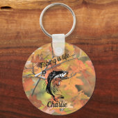 魚釣りはライフパーソナライズされたロッドリールのラインフック キーホルダー (正面)