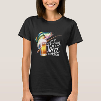 魚釣りはリール中毒xビールxバスフィッシュ tシャツ