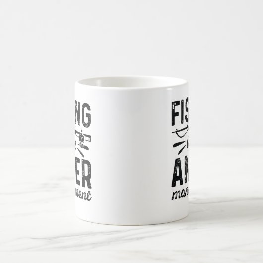 魚釣りは怒りの管理 コーヒーマグカップ (中央)