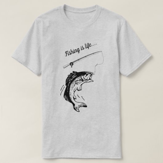 魚釣りは生魚棒リールラインフック Tシャツ (デザイン正面)