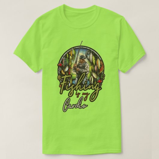 魚釣りは私のカーディオ Tシャツ (デザイン正面)