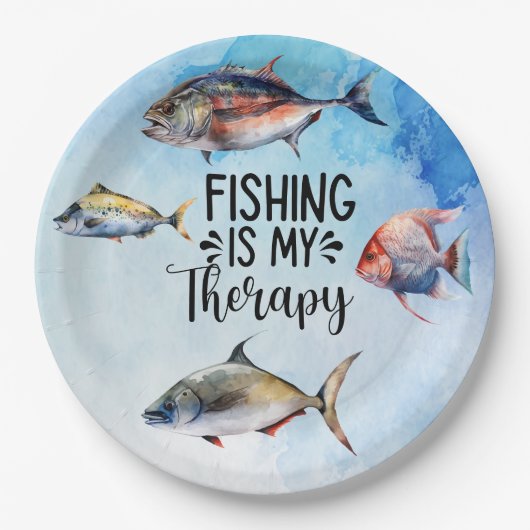 魚釣りは私のセラピーナプキン ペーパープレート (正面)