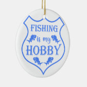 魚釣りは私のホビーシールド引用文オンクレスト セラミックオーナメント (右)