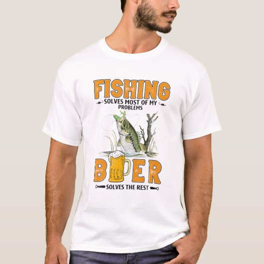 魚釣りは私の問題のほとんどを解決ビールは Tシャツ (正面)