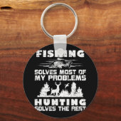 魚釣りは私の問題の大部分を解決する狩りは問題 キーホルダー (正面)