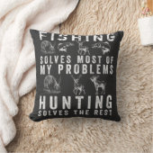 魚釣りは私の問題の大部分を解決狩りは解決 クッション (ブランケット)