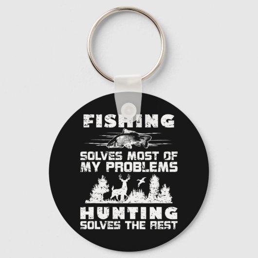 魚釣りは私の問題の大部分を解決狩りRes キーホルダー (正面)