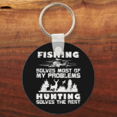 魚釣りは私の問題の大部分を解決狩りRes キーホルダー (正面)