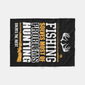 魚釣りは私の問題の大部分を解決魚釣りは解決 フリースブランケット (正面(横))