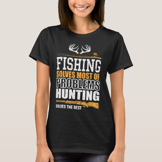 魚釣りは私の問題の大部分を解決魚釣りは解決 Tシャツ (正面)