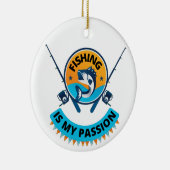 魚釣りは私の情熱は、行く魚釣りTシャツ セラミックオーナメント (右)