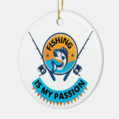 魚釣りは私の情熱は、行く魚釣りTシャツ セラミックオーナメント (左)