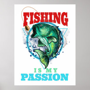 魚釣りは私の情熱、ヴィンテージフィッシュリール ポスター