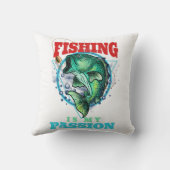 魚釣りは私の情熱、ヴィンテージ魚釣りギフトアイディア クッション (裏面)
