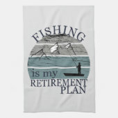魚釣りは私の退職計画ヴィンテージ キッチンタオル (縦)
