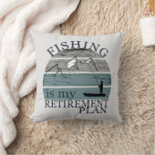 魚釣りは私の退職計画ヴィンテージ クッション (ブランケット)