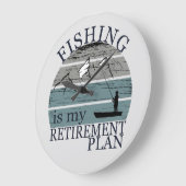 魚釣りは私の退職計画ヴィンテージ ラージ壁時計 (傾斜)