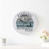 魚釣りは私の退職計画ヴィンテージ ラージ壁時計 (ホーム)