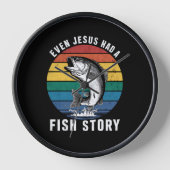 魚釣りもイエス様は魚の物語ベースの魚を持っていたおもしろい 壁時計 (正面)