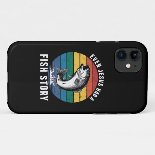 魚釣りもイエス様は魚の物語ベースの魚を持っていたおもしろい Case-Mate iPhoneケース (裏面(横))