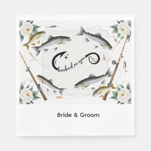 魚釣りやウェディングをテーマにした魚釣り愛好家 スタンダードランチョンナプキン (正面)