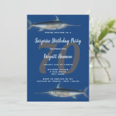 魚釣りをテーマにしたエージビッグナンバー誕生日ブルー 招待状 (スタンド正面)