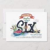 魚釣りをテーマにしたボーイズ6誕生日 招待状 (正面)