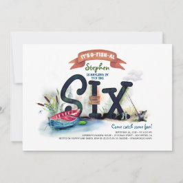 魚釣りをテーマにしたボーイズ6誕生日 招待状