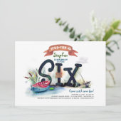 魚釣りをテーマにしたボーイズ6誕生日 招待状 (スタンド正面)