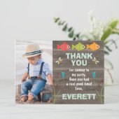 魚釣りをテーマにした写真サンキューカード 招待状 (スタンド正面)