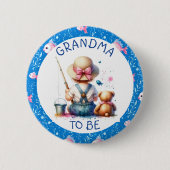 魚釣りをテーマにした女の子の赤ちゃんシャワー | おばあちゃん 缶バッジ (正面)