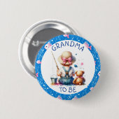 魚釣りをテーマにした女の子の赤ちゃんシャワー | おばあちゃん 缶バッジ (正面&裏面)