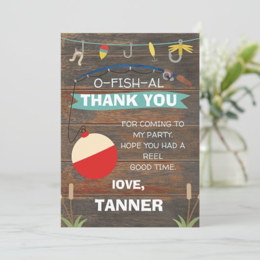 魚釣りをテーマにした誕生日サンキューカード 招待状 (スタンド正面)