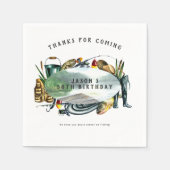 魚釣りをテーマにした誕生日パーティナプキンス スタンダードカクテルナプキン (正面)