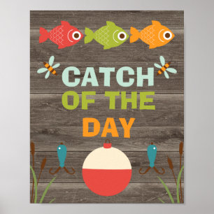 魚釣りをテーマにした誕生日パーティーのサイン8x10インチ ポスター