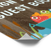 魚釣りをテーマにした誕生日パーティーのサイン ポスター (角)