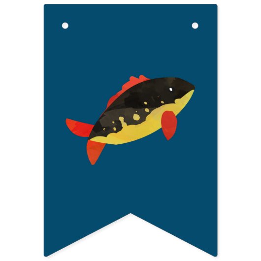 魚釣りをテーマにした誕生日フォトバナー バンティングフラッグ (第1の旗)