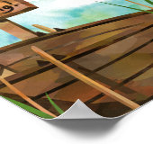 魚釣りをテーマにしたOフィッシュの誕生日の歓迎サイン ポスター (角)