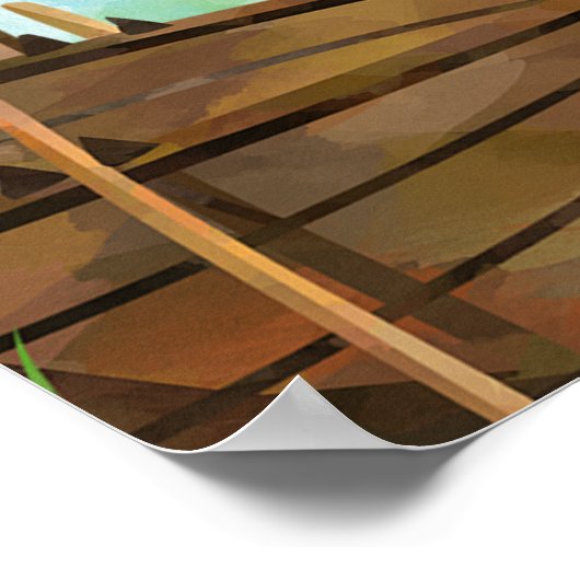 魚釣りをテーマにしたOフィッシュの誕生日の歓迎サイン ポスター (角)