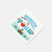 魚釣りをテーマにしたO-fish-ally 4th birthdayパーティー スタンダードカクテルナプキン (角)