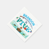 魚釣りをテーマにしたO-fish-ally 5th birthday party スタンダードカクテルナプキン (角)