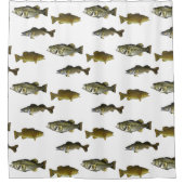 魚釣りをテーマにしたWalleye Bass Anglerメンズパターン シャワーカーテン (正面)