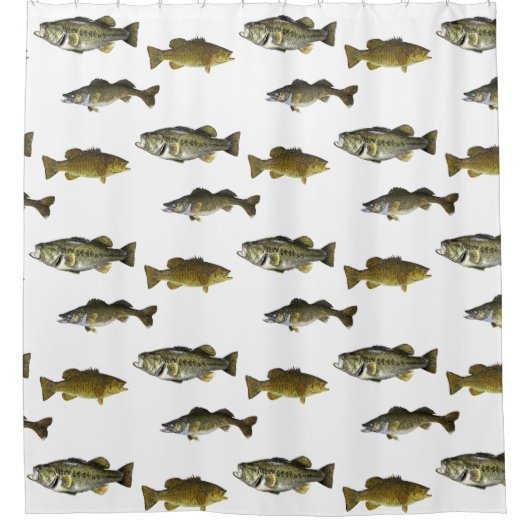 魚釣りをテーマにしたWalleye Bass Anglerメンズパターン シャワーカーテン (正面)
