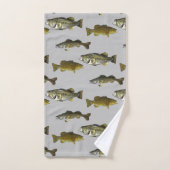魚釣りをテーマにしたWalleye Bass Angler Green Men's バスタオルセット (ハンドタオル)